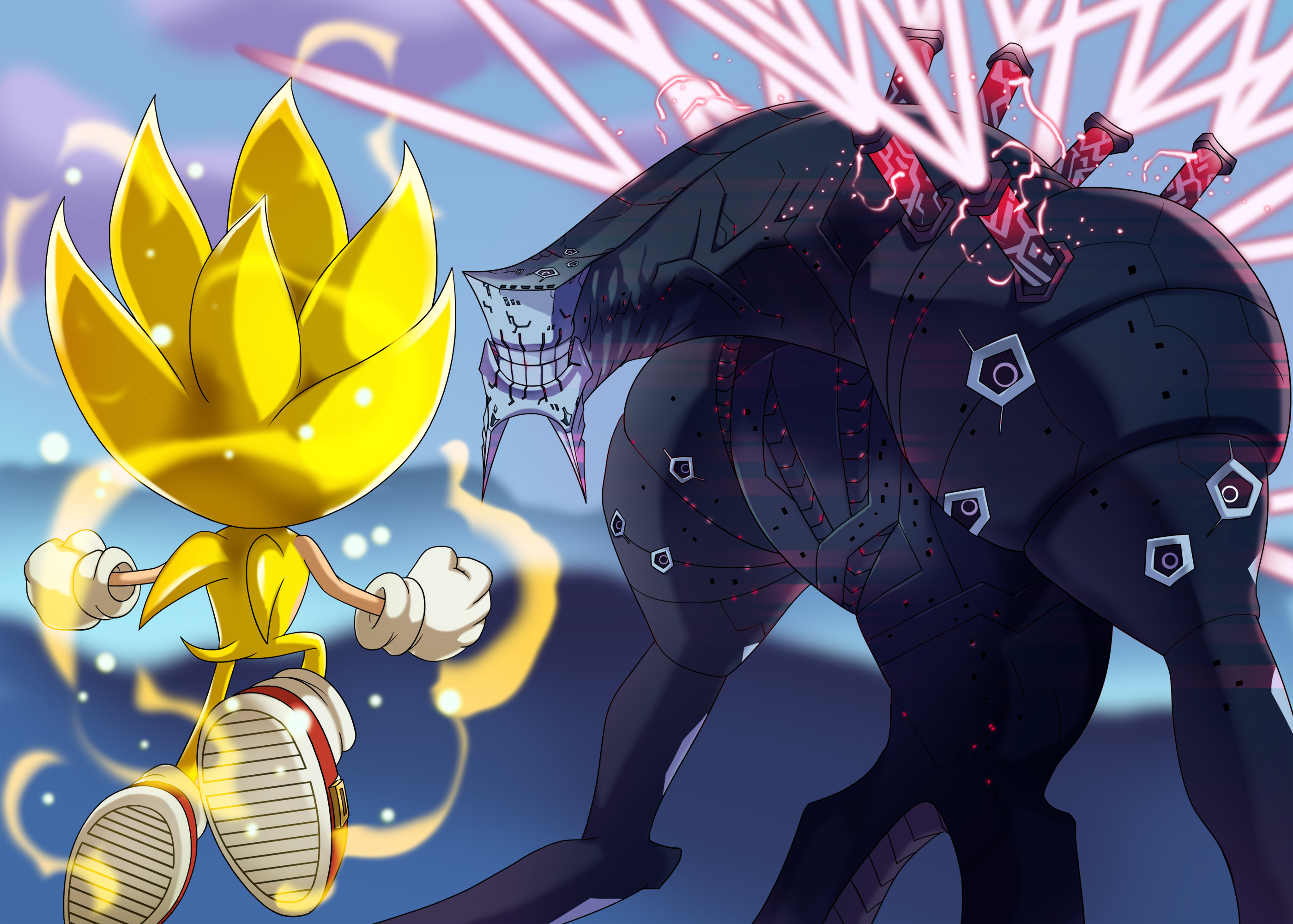 Dark Sonic vs Super Sonic | Art Print