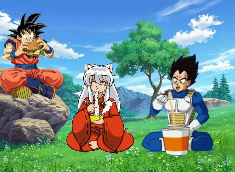 Goku y inuyasha y vegeta comiendo by kaixime123 on DeviantArt