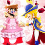 Swordfighter Peach and Gown Mario