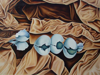 Brown paper/blue egg shells