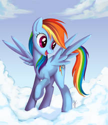 Rainbow Dash on clouds