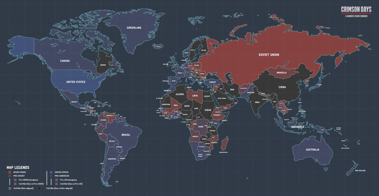 Военно политическая карта. Карта холодной войны СССР - США.