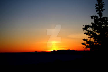 Sunset behind temple