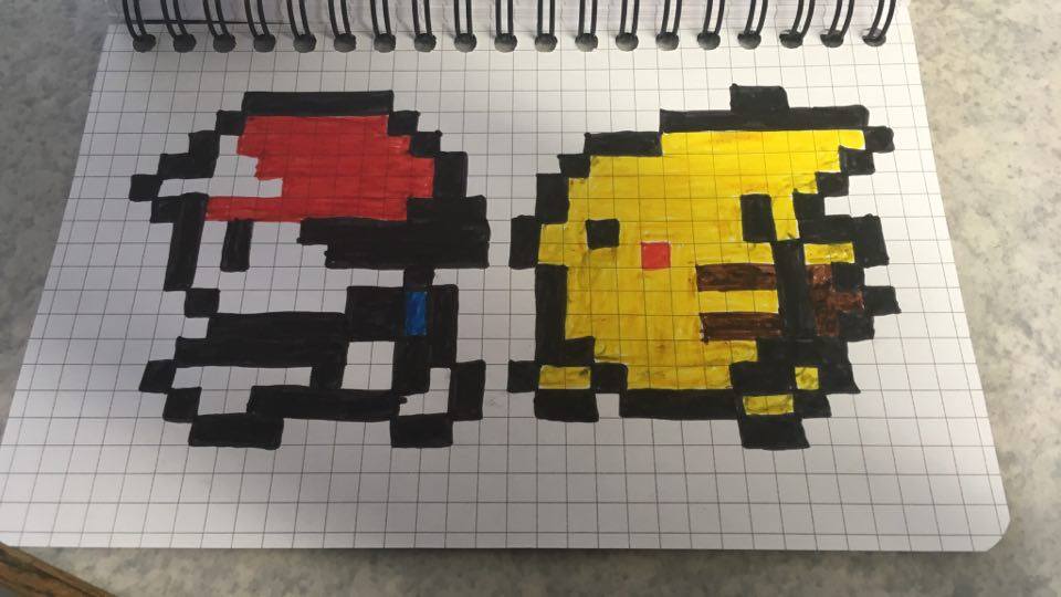 Pixel Art  Red and Pikachu