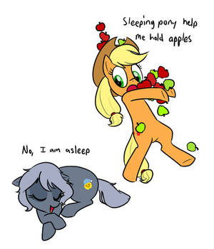 Sleeping Ponies Can't Help Hold Apples