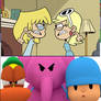 Pocoyo elly and pato angry at leni and lori grumpy