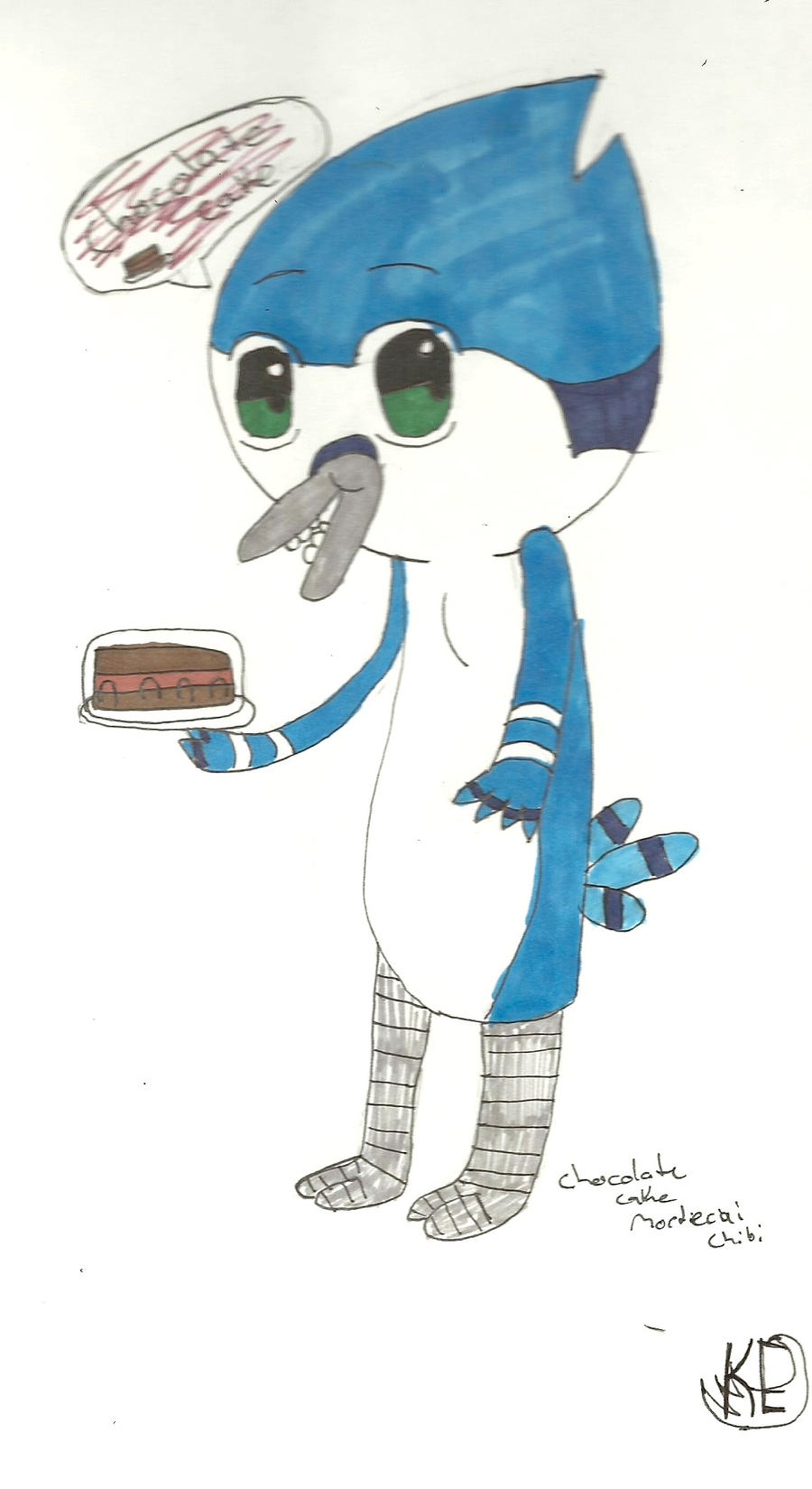 Mordecai Chibi with cake