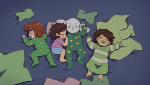 Chara, Frisk, Asriel and Kris as Babies!