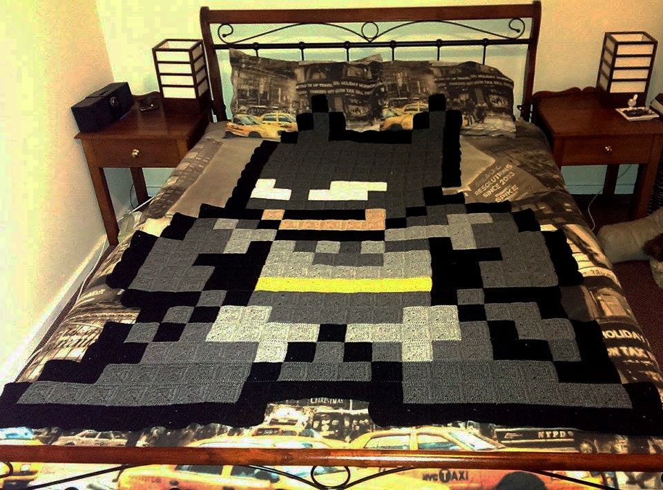 8-Bit Batman Afghan