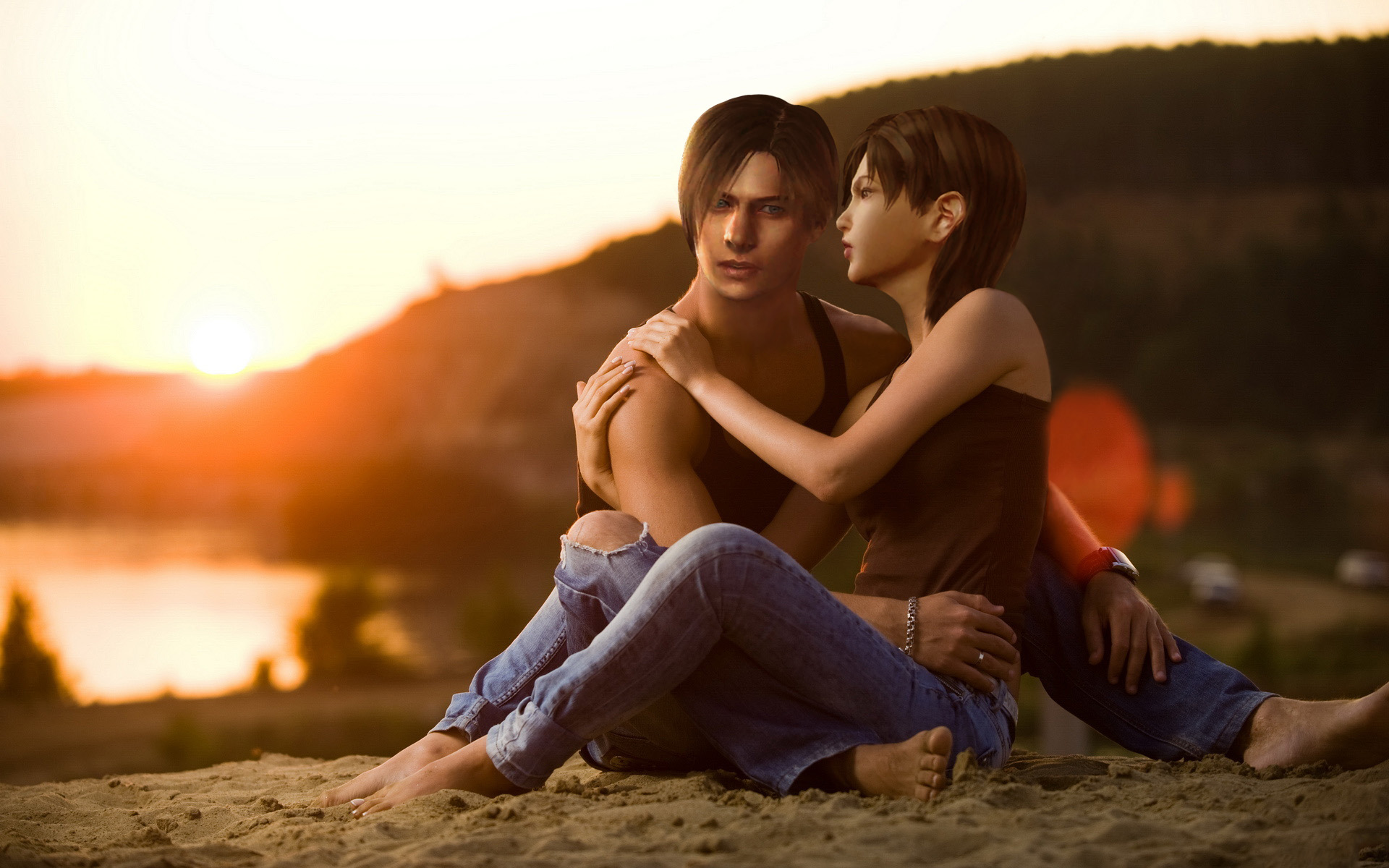 Leon and Ada on the beach