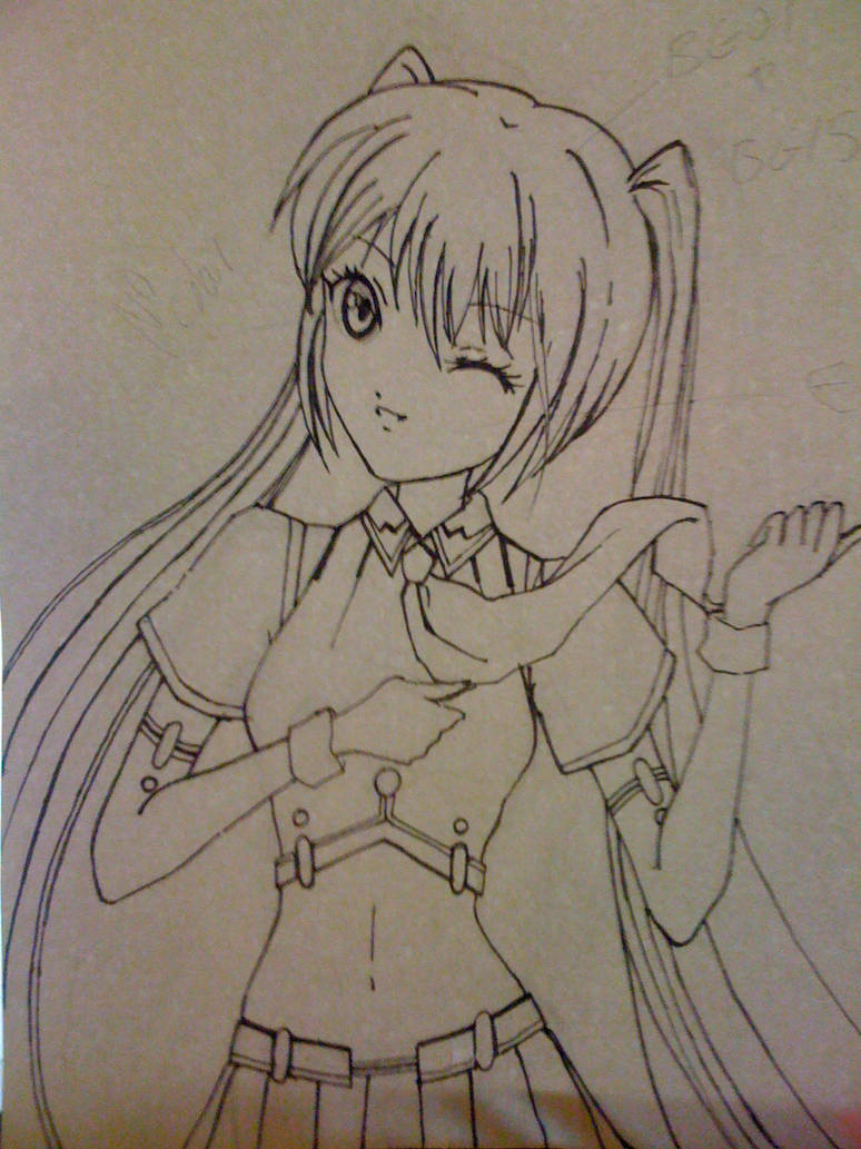 Vocaloid Miku Line Art by eldog123 on DeviantArt