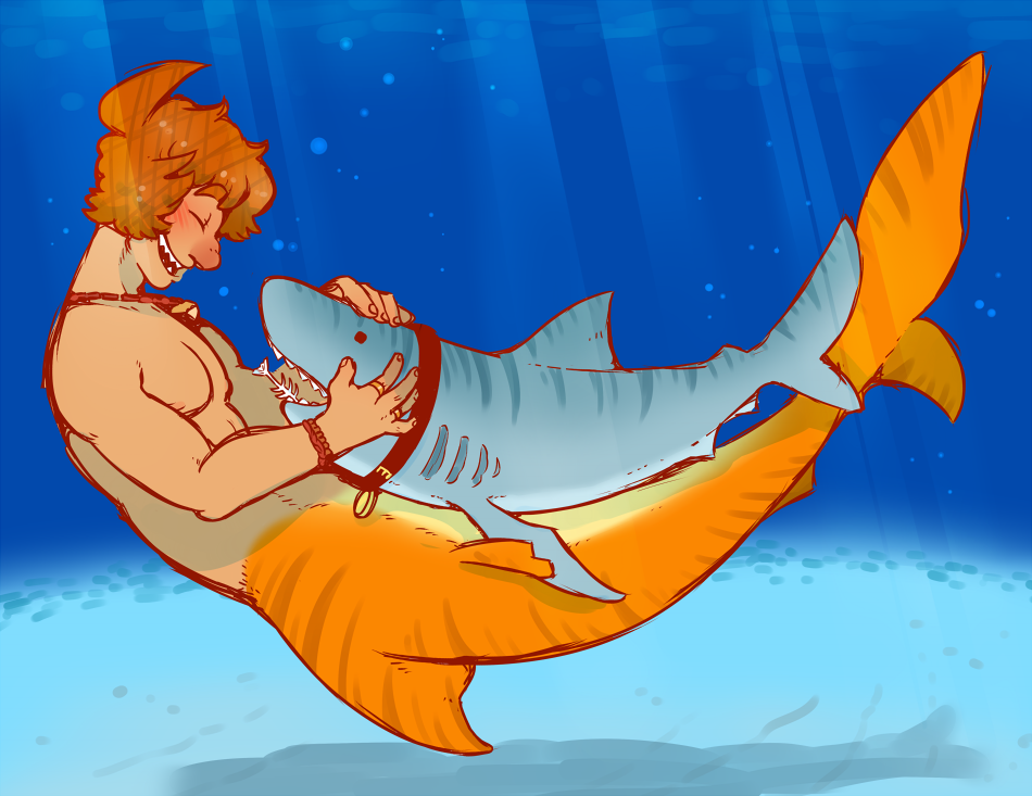 Sharkline and his buddy by DarkChibiShadow