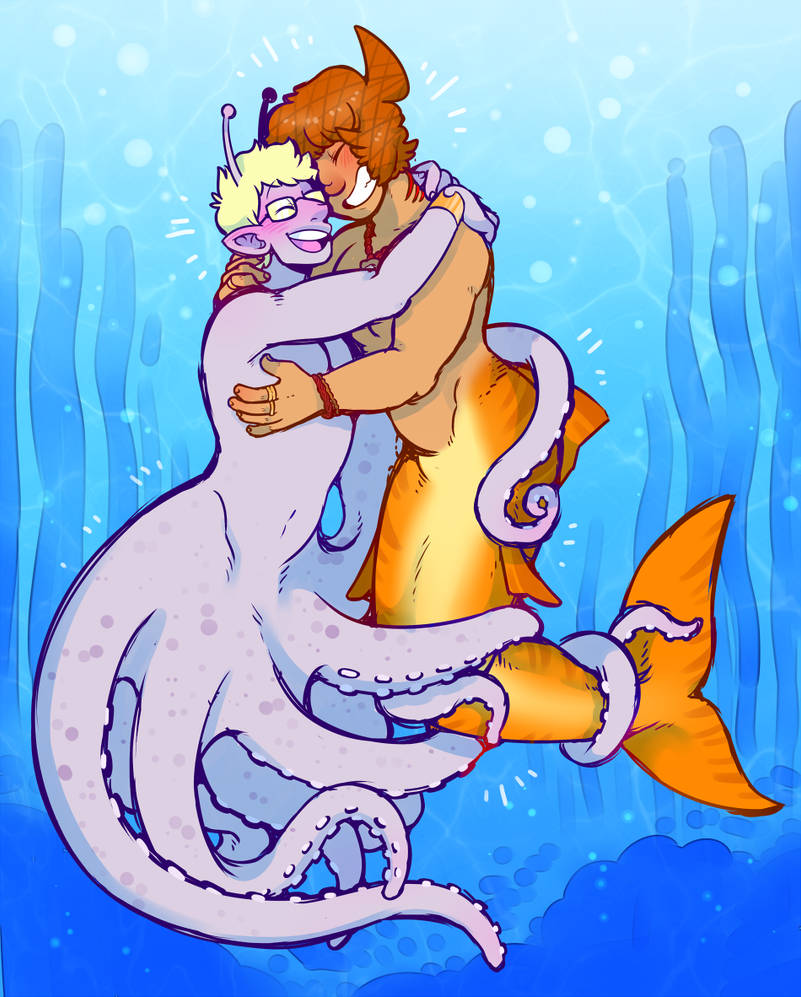 Sharkaline and Zeggapuss by DarkChibiShadow