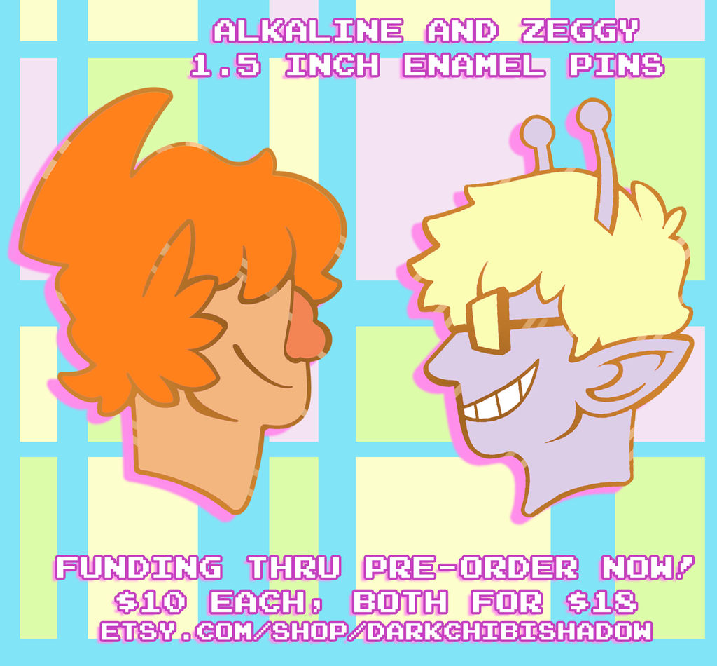 Alkaline and Zeggy - Enamel Pins by DarkChibiShadow