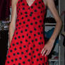 Red and black polka dot dress