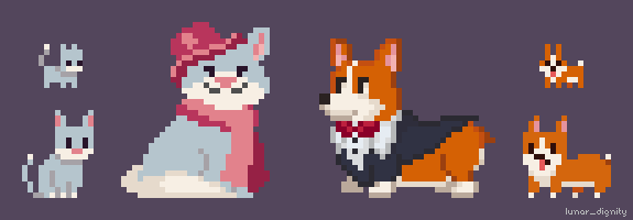 Cat And Dog Sprites 8x8 16x16 32x32 By Lunardignity On Deviantart