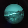 Night vision scope view on sniper rifle