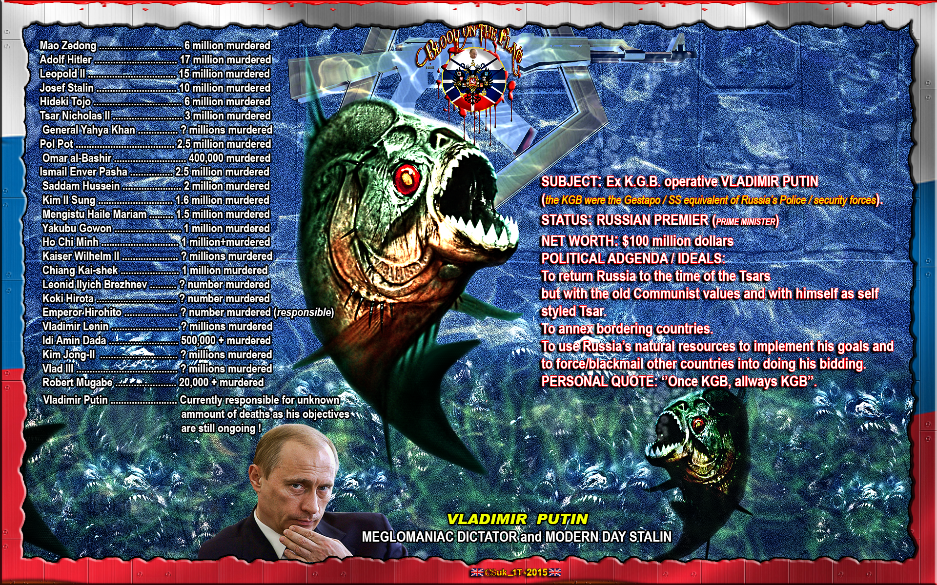 CIVIL WRITES: BLOOD ON THE FLAG: PUTIN THE PIRAHNA