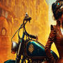 FEMALE AI STEAMPUNK MOTORCYCLIST 2