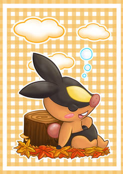 Tepig Sleeping in Autumn