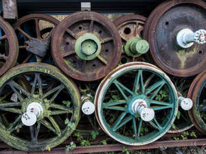 STOCK Old train wheels by Inilein