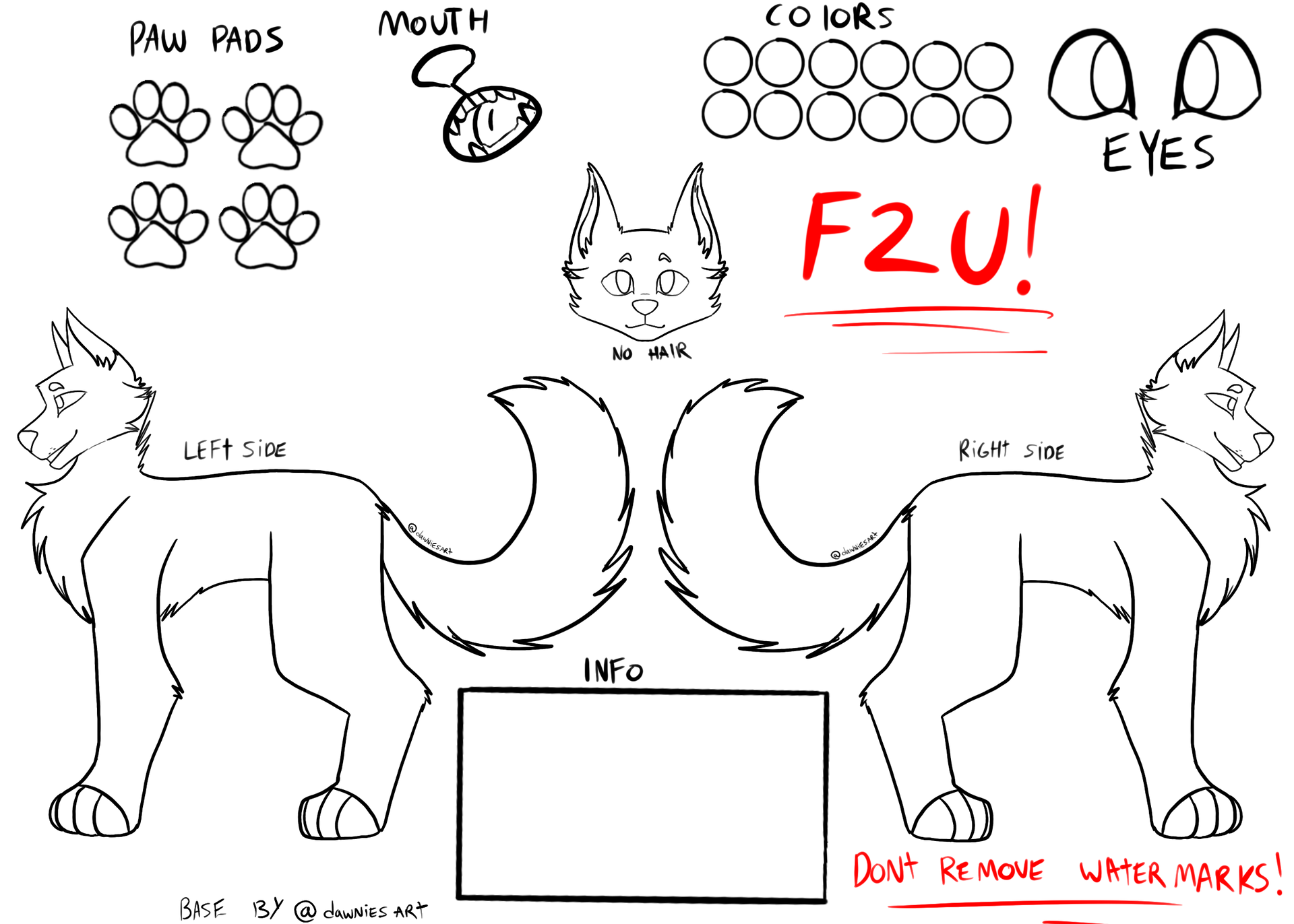 F2U wolf base! by dawniesart on DeviantArt