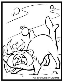 Cat Shark SCREAM - Free Coloring Page
