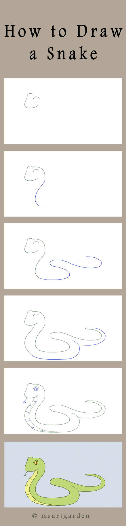 Step by Step How to Draw a Snake by MsArtGarden on DeviantArt