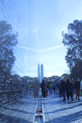 Washington Memorial reflected in Vietnam Memorial