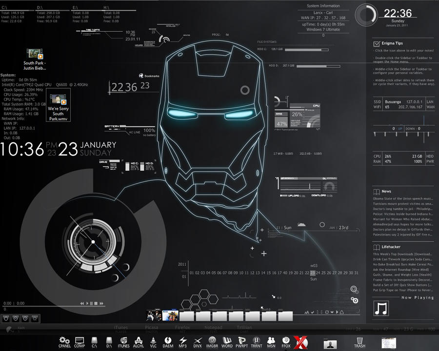 Rainmeter Iron Man Tech