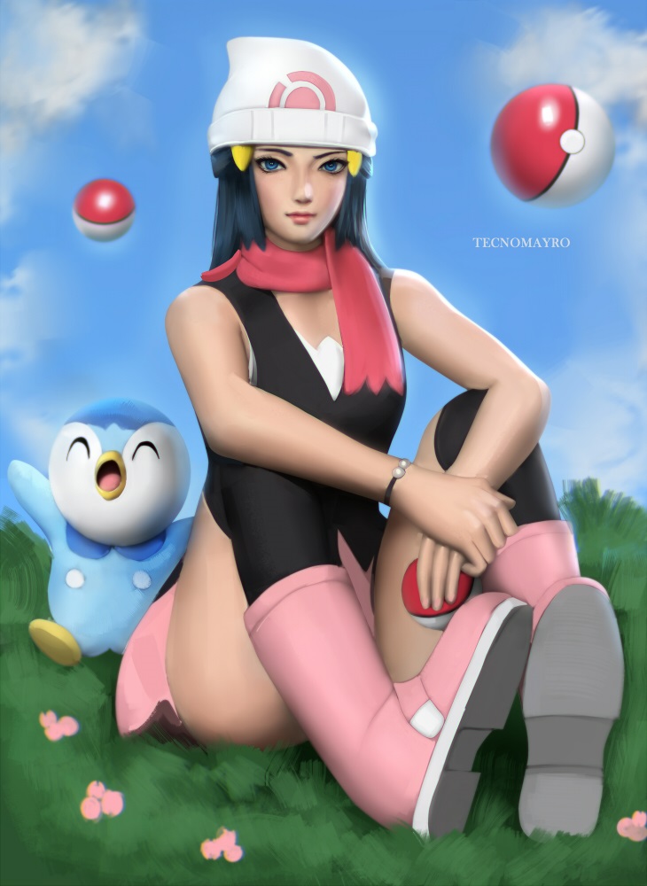 PKMN DP - Dawn platinum outfit anime artwork (FM) by Aquamimi123