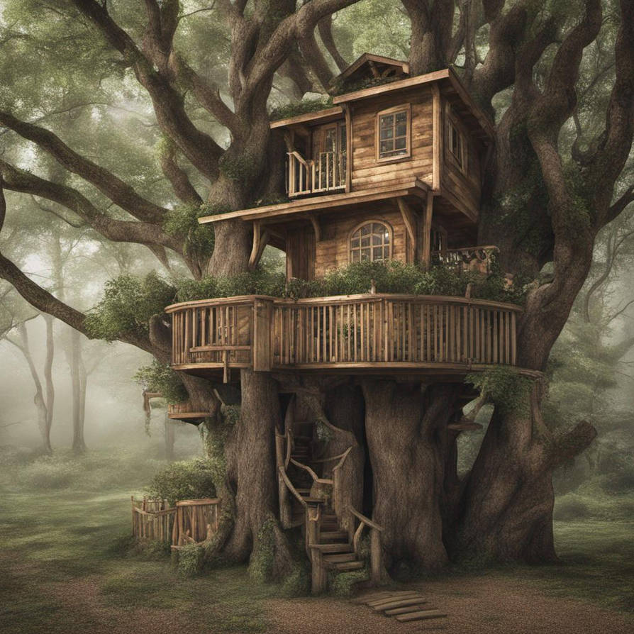 Primative Tree Fort Impressive tree fort by JohnD210 on DeviantArt