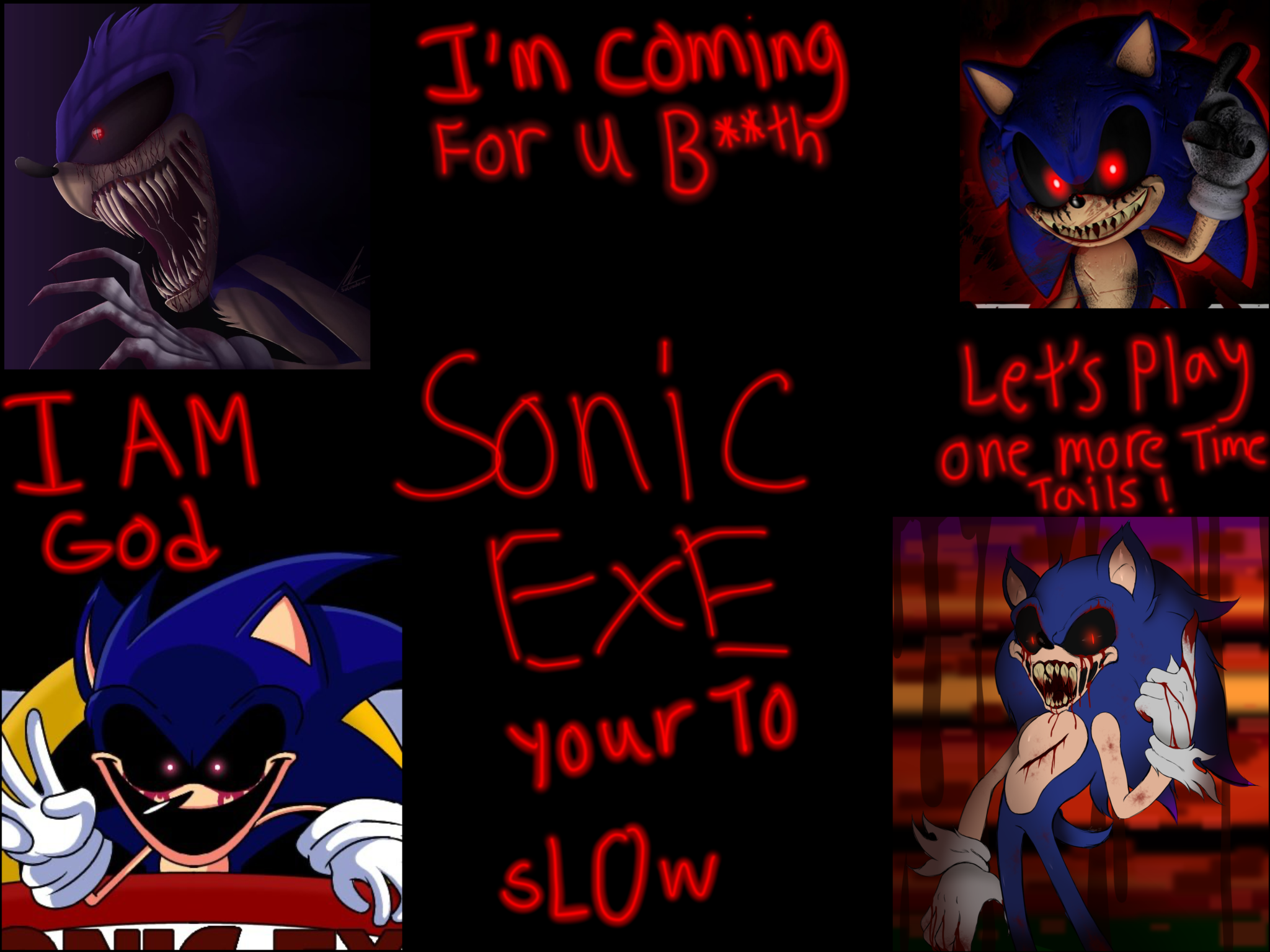 Dark Sonic V.S. Sonic.EXE and Tails.EXE, dark sonic vs super sonic HD  wallpaper