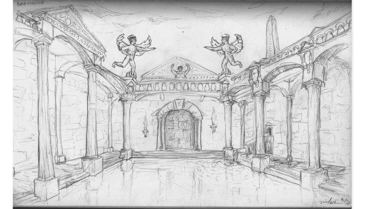 Sketch - Bath, Roman Baths (England) - by ISi by FlixandISi on DeviantArt