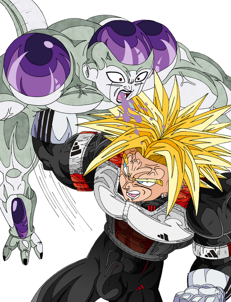 Trunks gives Freezer a good beating by cedric-yaute on DeviantArt
