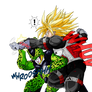 Cell hits Trunks in the stomach