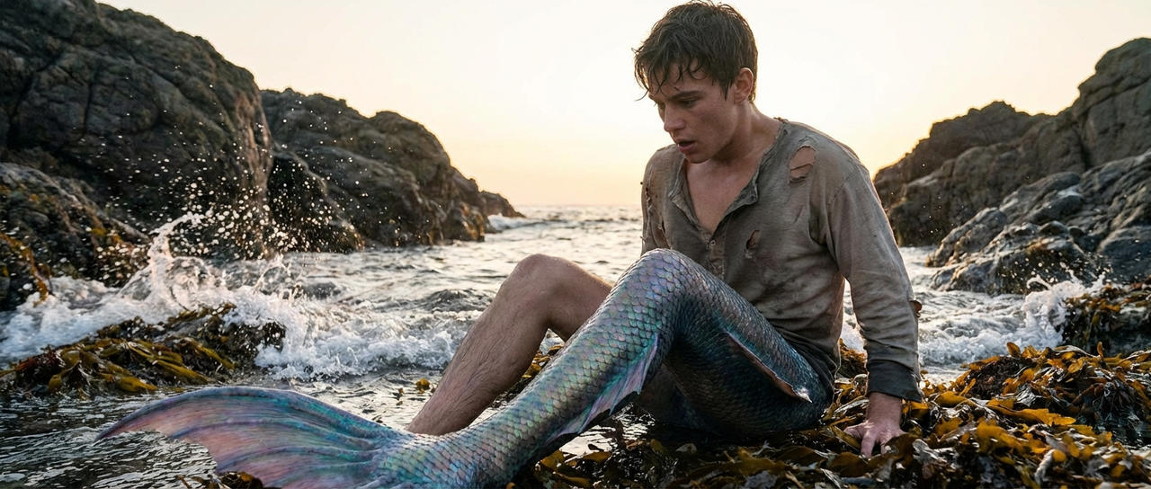 Merman Merchant Man in the process of becoming a merman 2 by nlaumeyer on DeviantArt
