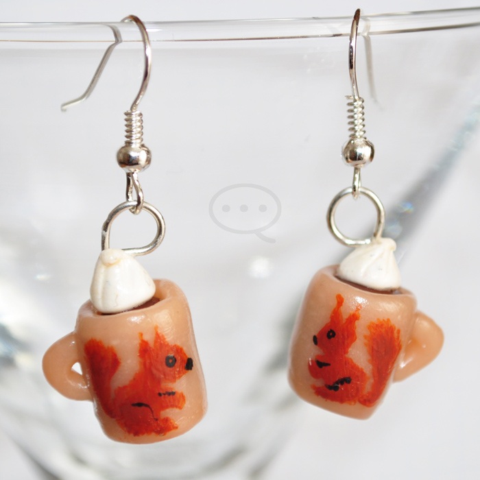 clay cocoa cup earings