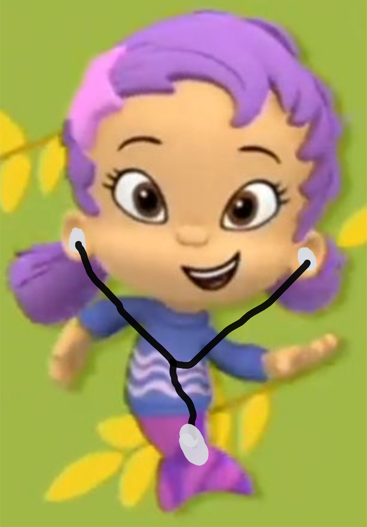 bubble guppy Oona as a doctor in a periwinkle swea