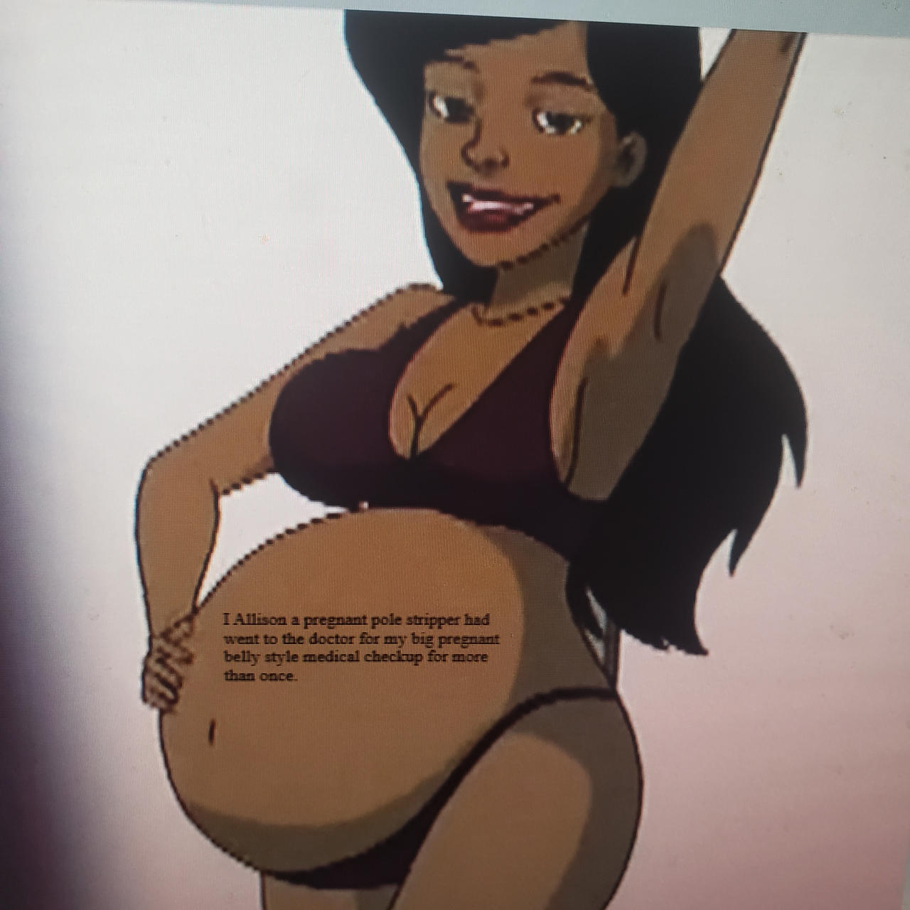 Allison pregnant pole dancer with her big belly te