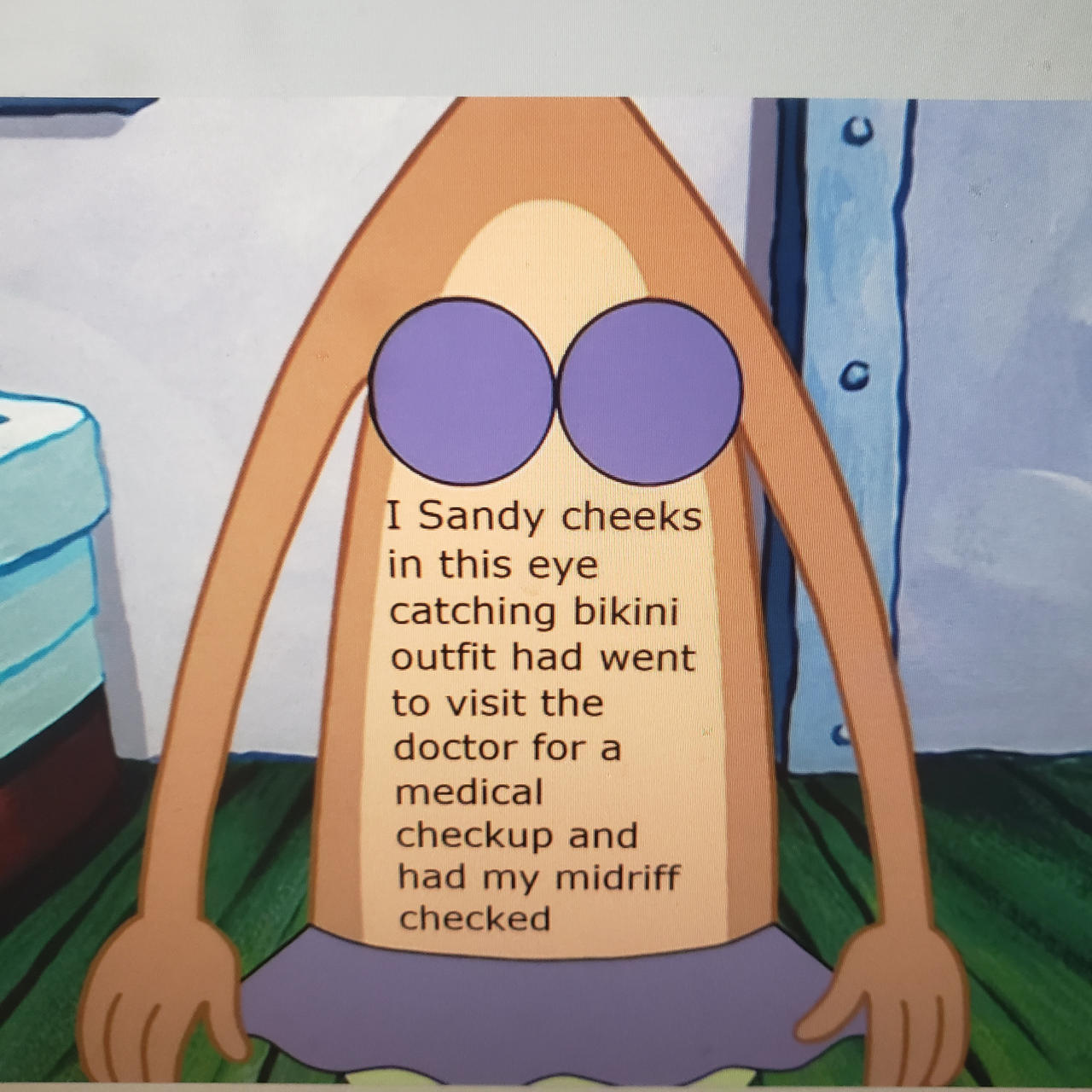 Sandy cheeks with her midriff texted after she wen