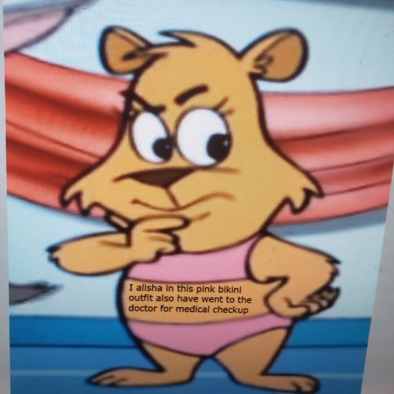 Alisha from the danger rangers with her belly text