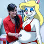 Here is a female doctor named Shelly bray without a white doctor's coat on her giving pregnant miner