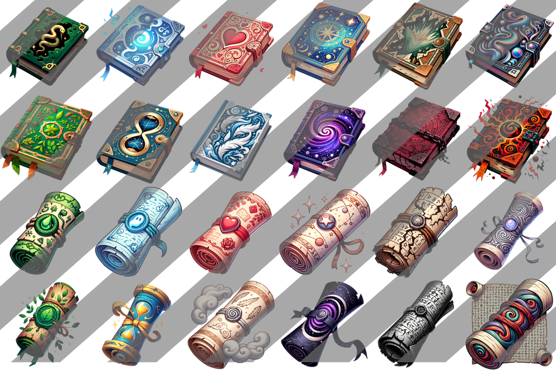 Book and scroll Set #1 Premium by TrulyMalicious on DeviantArt