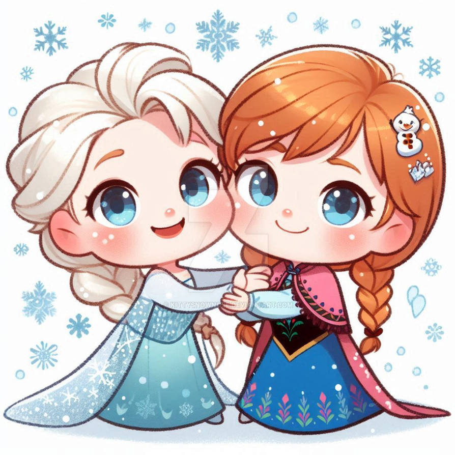 Elsa and Anna as Chibi by KittySnownose on DeviantArt