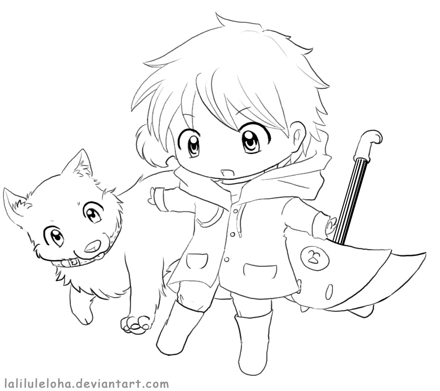 Chibi Line art.. Allowed to Color it!