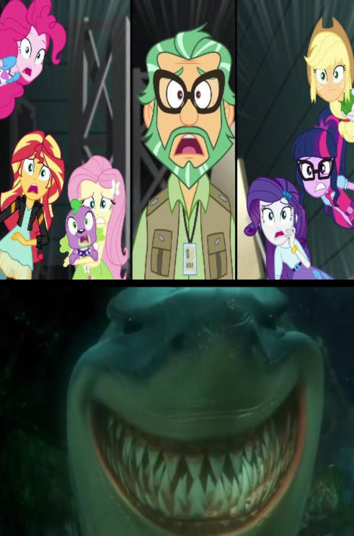 Bruce Scared Deviantart The Mane 6 and Canter Zoom are Scared of Bruce by questphillips on ...