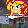 Sunset Shimmer Tells Sid to Run Away