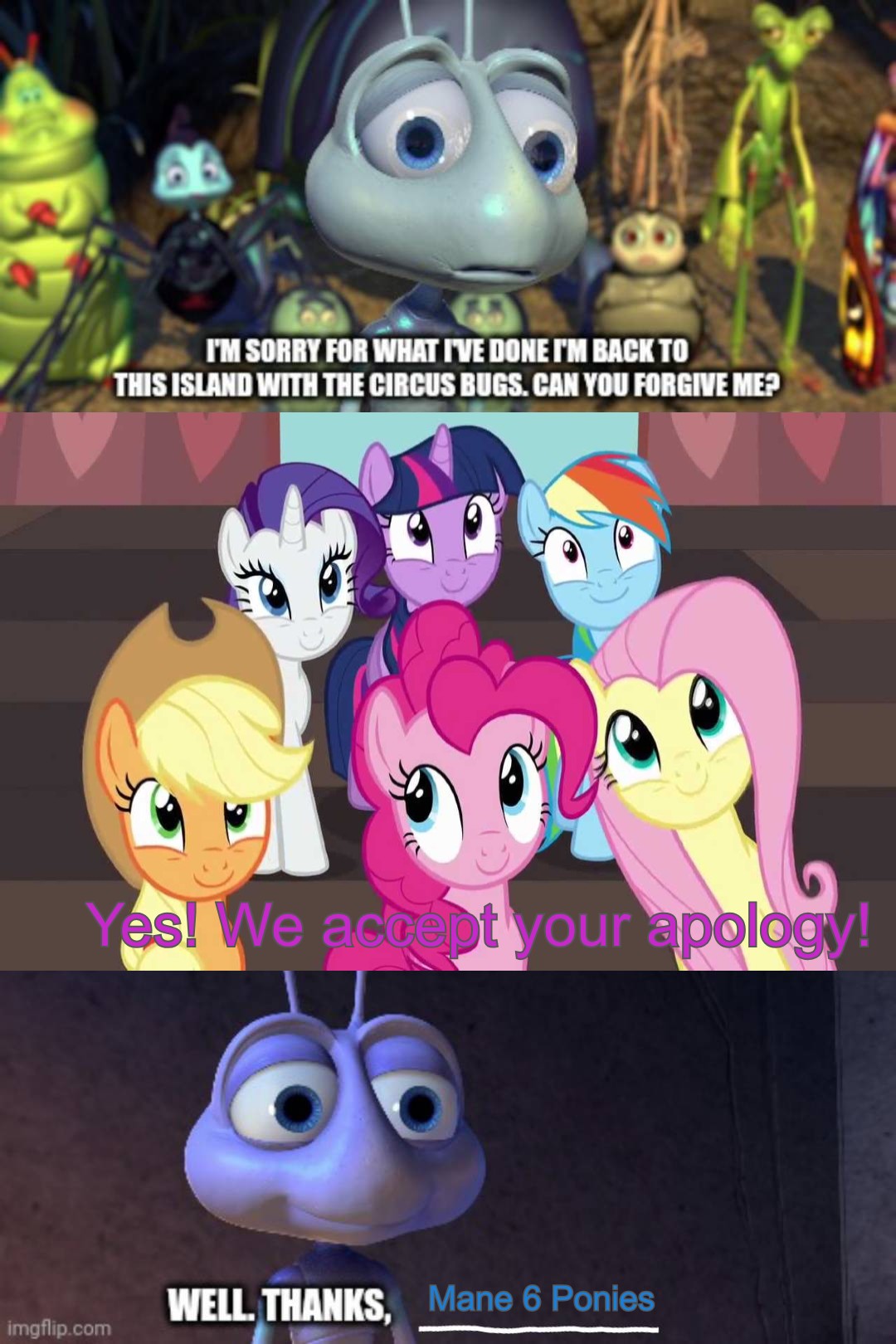 The Mane 6 Accepts Flik's Apology