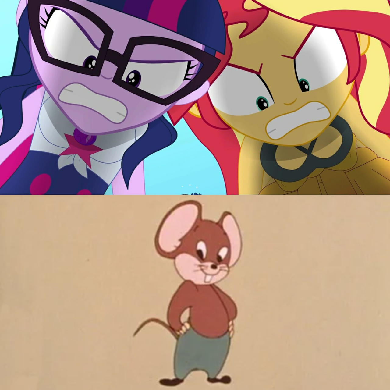 Sci-Twi and Sunset Shimmer Hates Herman the Mouse
